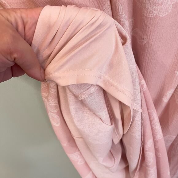 OneTheLand Maxi Dress Large Pink Cold Shoulder Halter Floral Feminine Romantic - Picture 8 of 12